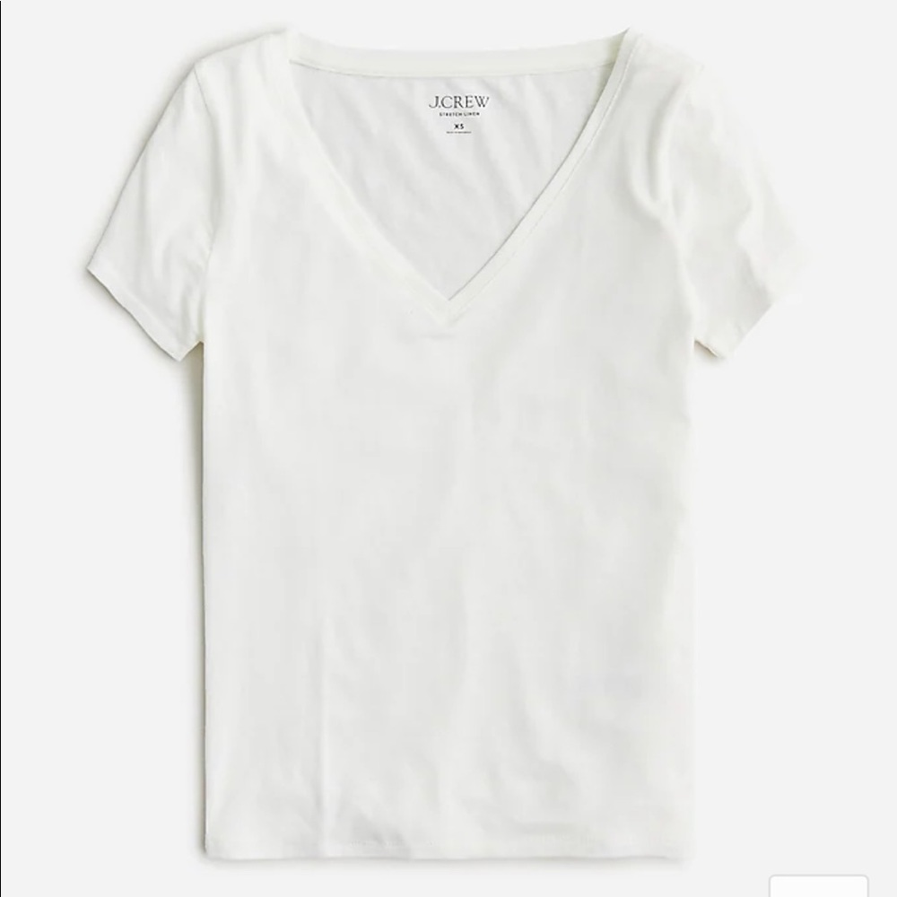 J Crew Stretch Linen Tee White L NWT